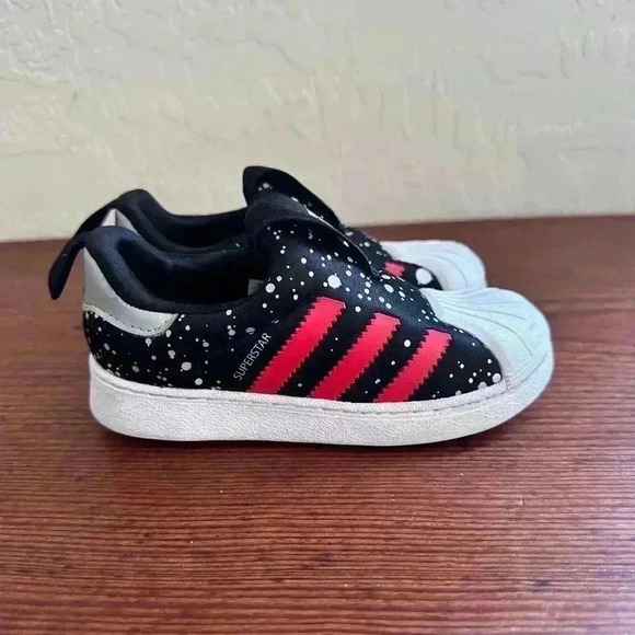 adidas Other - Adidas Toddler Superstar Ortholite Fitfoam Shoes Black Red Stripes